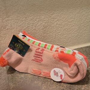 Wicked Pink and Orange Striped No Show Socks 4 Pairs Nwt